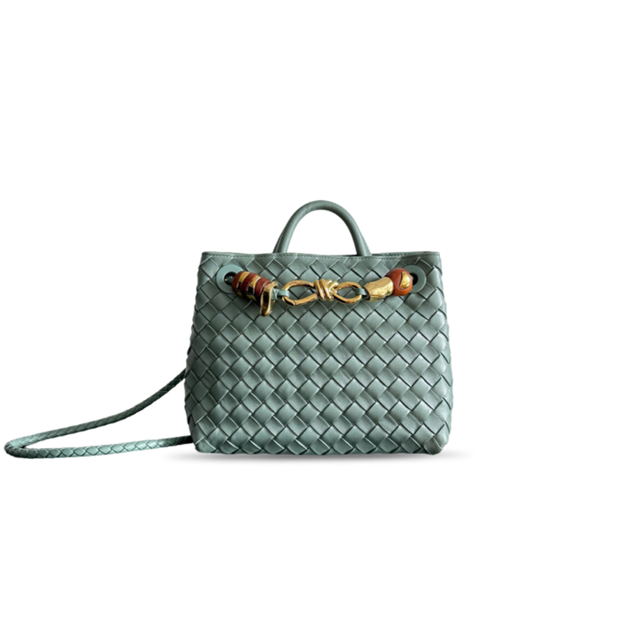 BOTTEGA VENETA SMALL ANDIAMO ALOE GREEN BAG 743568 (25*22*10.5cm)